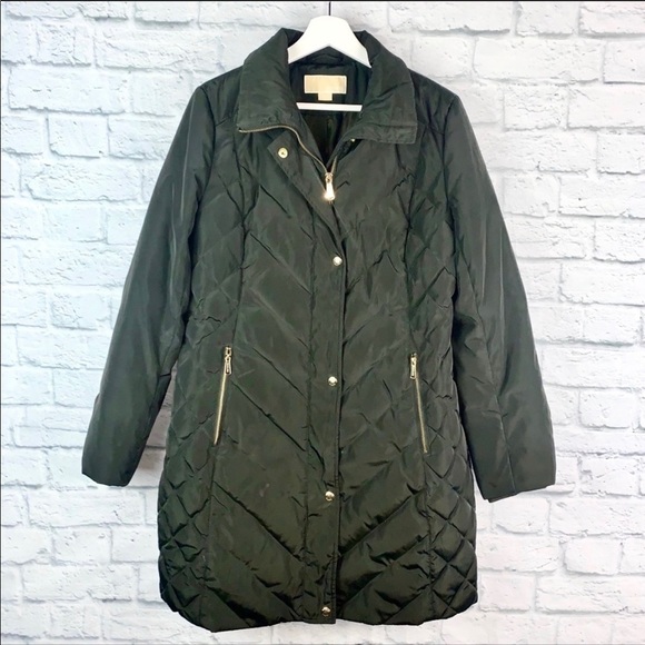 Michael Kors Olive Quilted Longline Puffer Coat S - Picture 2 of 10